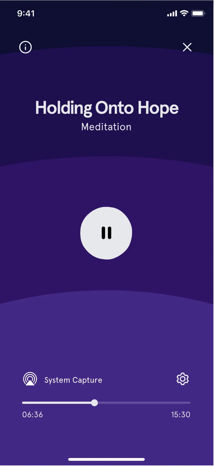 Example of Calm Technology in Headspace, where a minimal UI guides reflective interaction.